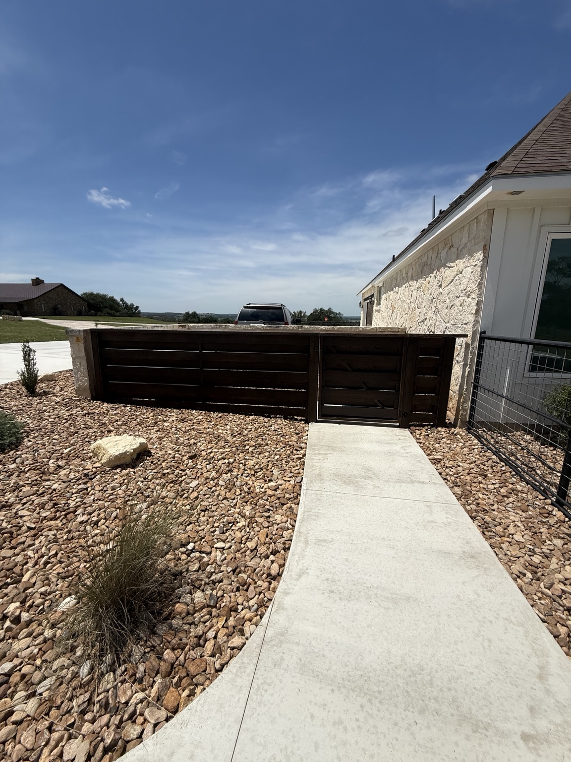 Pedestrian gate and privacy fencing